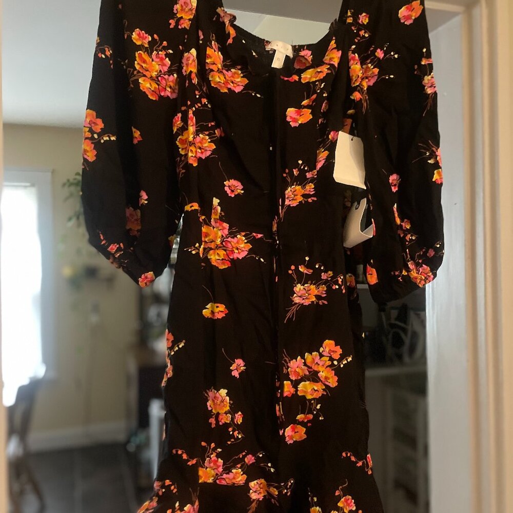 Leith Dress black smudge floral print